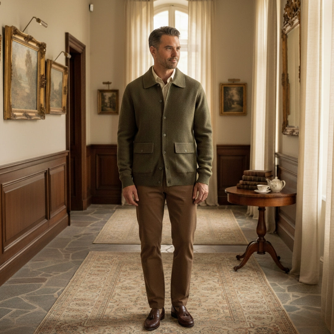 Cardigan Uomo Casual con Tasche Frontali