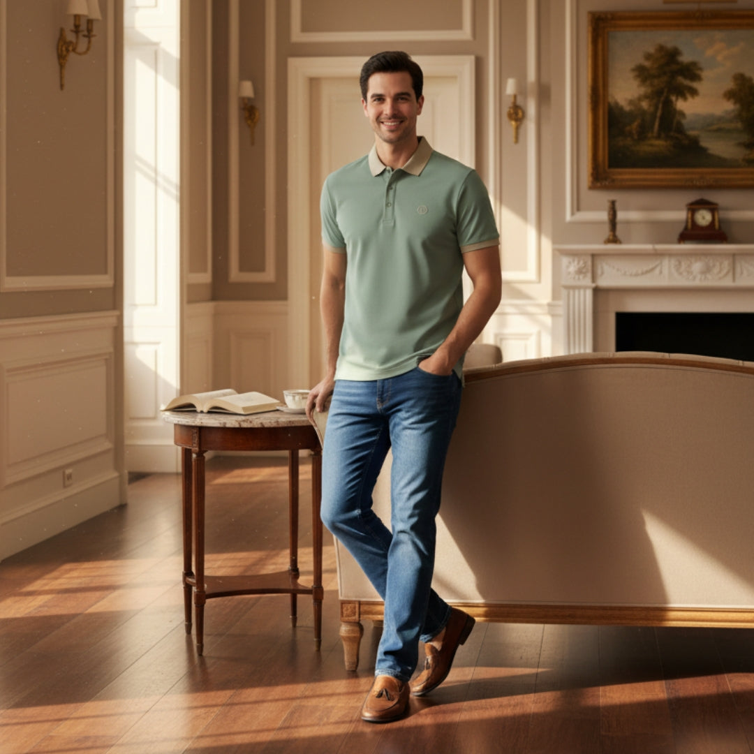 Polo Uomo Casual con Collo Rifinito