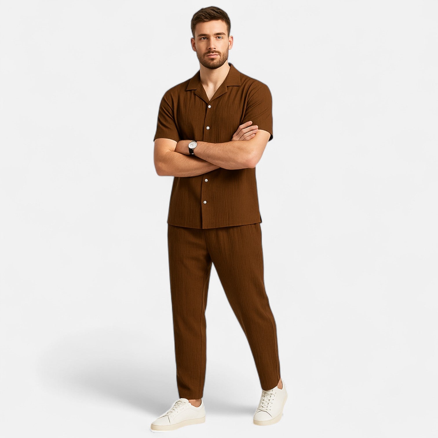 Dorevelle | Men’s Linen Set – Riviera Button-Up Ease
