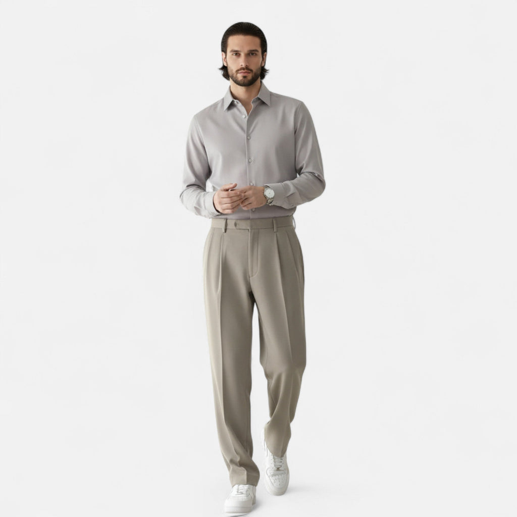 Dorevelle | Men’s Wide-Leg Trousers – Autumn Draped Elegance