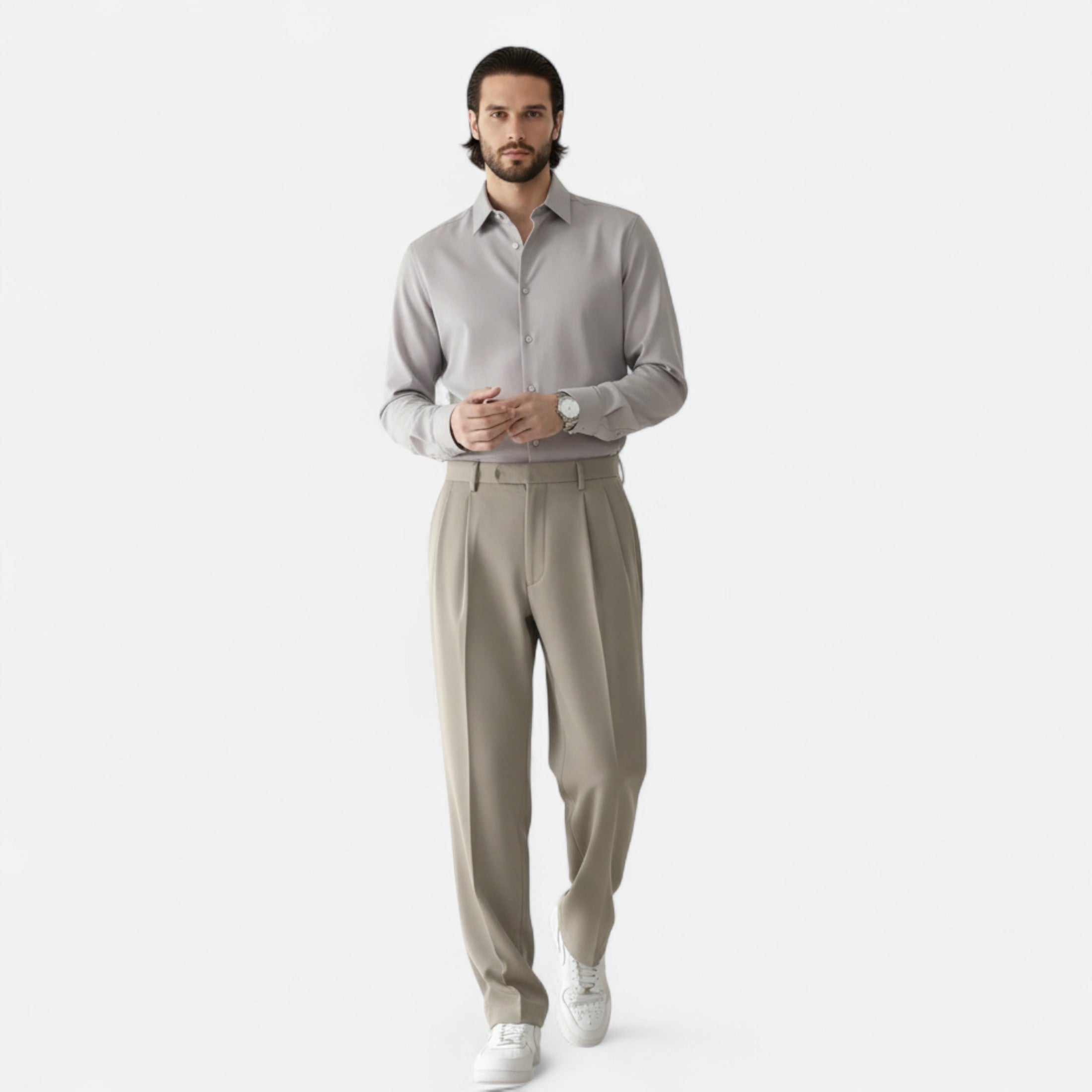 Dorevelle | Men’s Wide-Leg Trousers – Autumn Draped Elegance