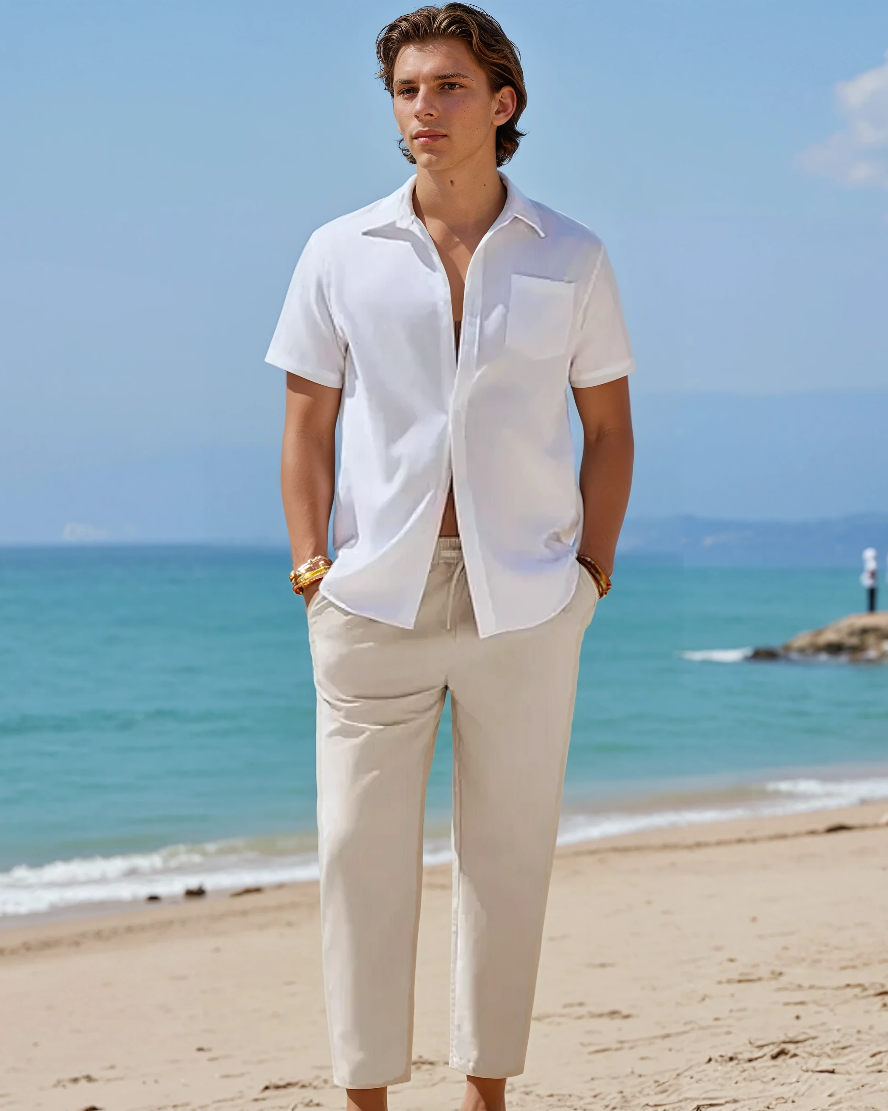 Sea Side Linen Trousers - Beige