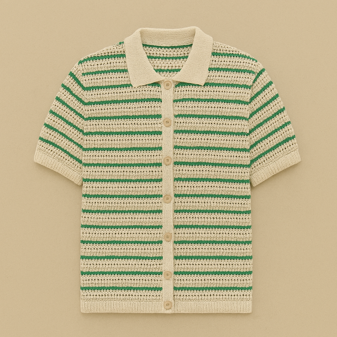 Nurozis | Retro Crochet Short-Sleeve Polo