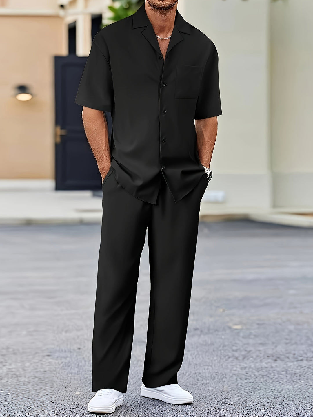 Men’s Two-Piece Set | Suit-Inspired Shirt & Trousers | Stylish & Comfortable
