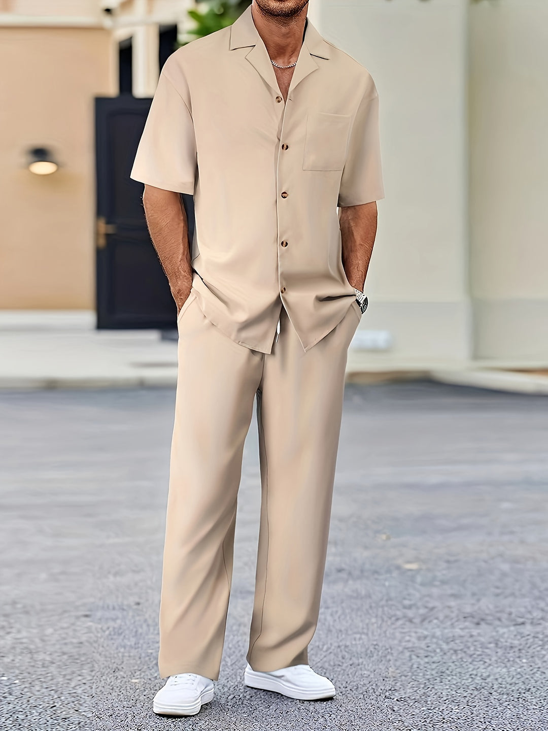 Men’s Two-Piece Set | Suit-Inspired Shirt & Trousers | Stylish & Comfortable