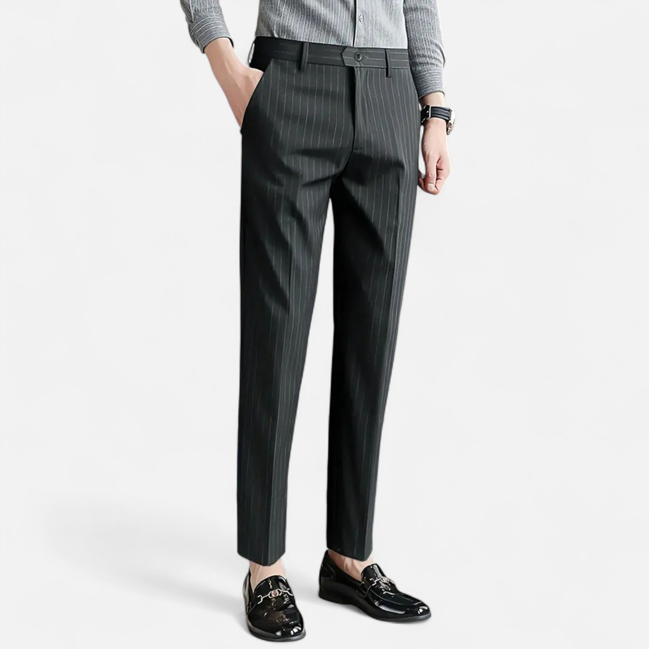 Dorevelle | Men’s Striped Trousers – Slim Business Elegance