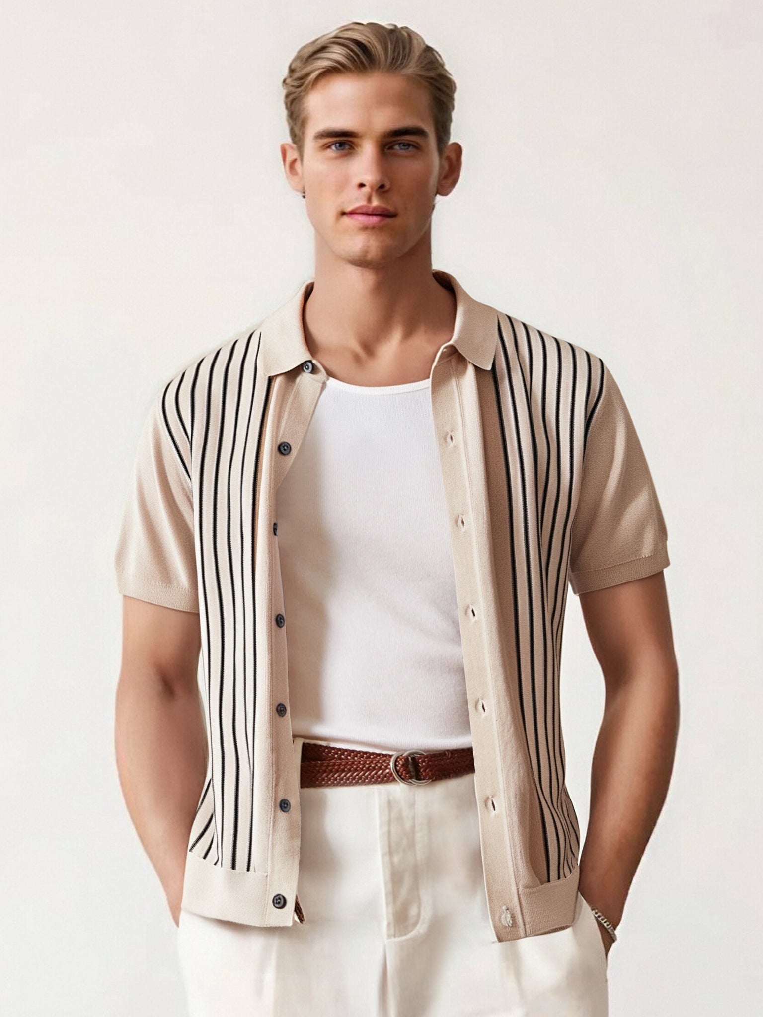 Nurozis | Men’s Polo with Contrast Stripe Button Closure