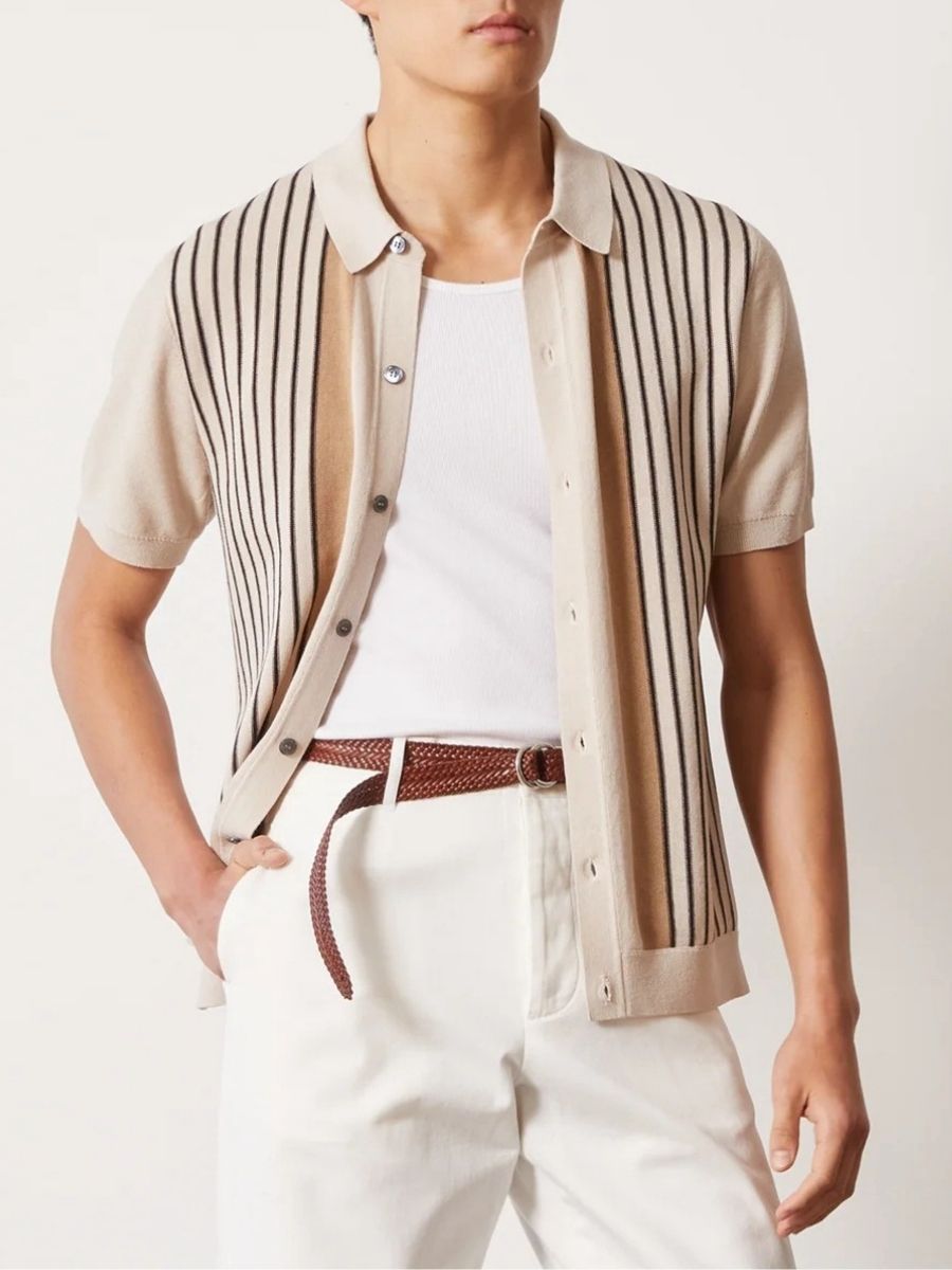 Nurozis | Men’s Polo with Contrast Stripe Button Closure