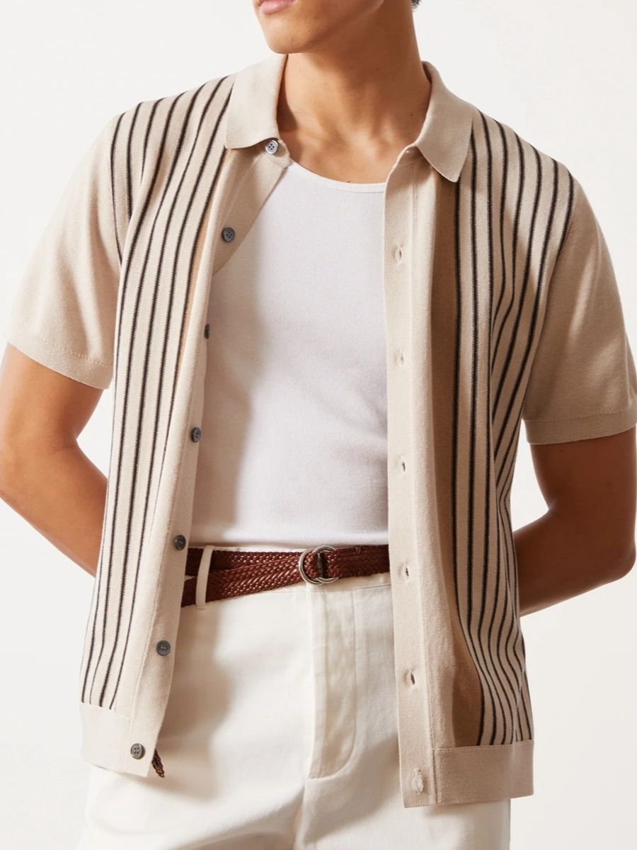 Nurozis | Men’s Polo with Contrast Stripe Button Closure