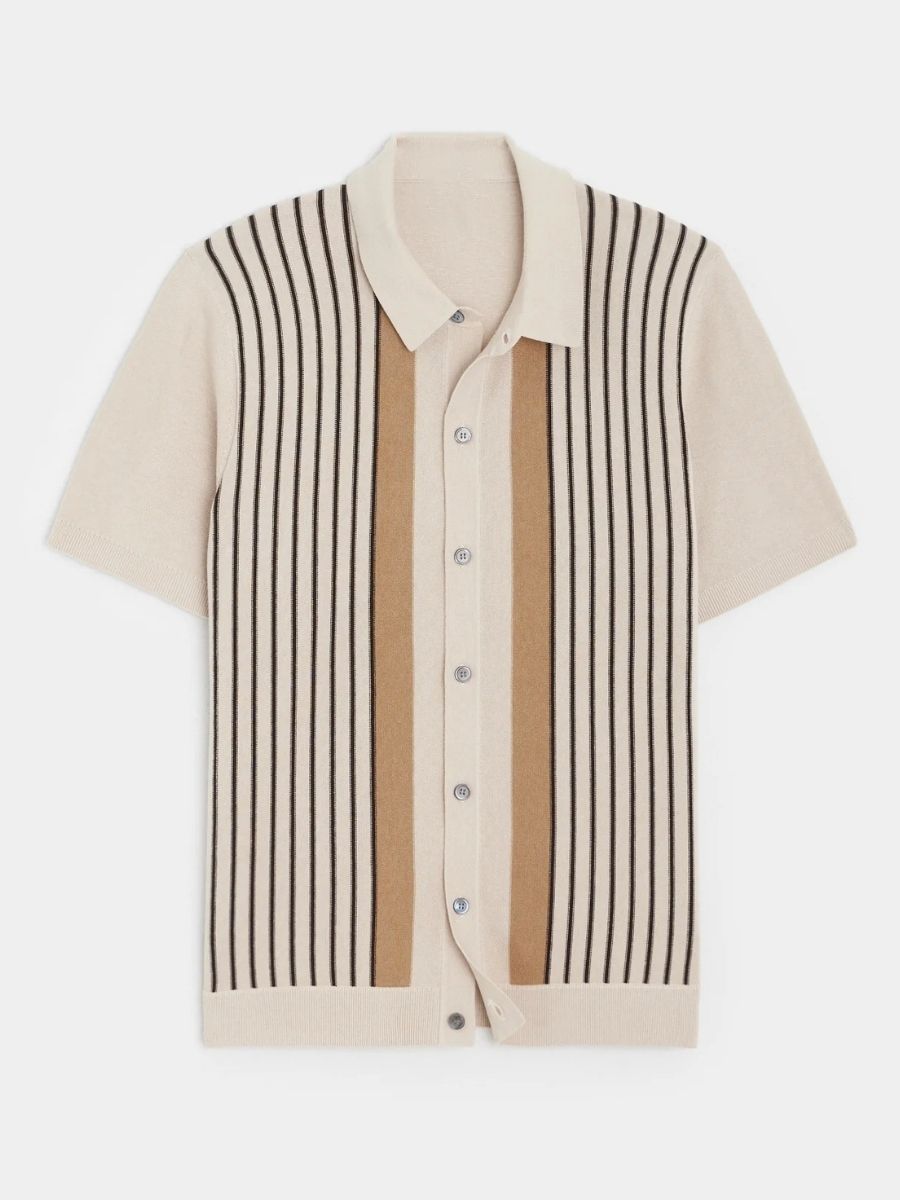 Nurozis | Men’s Polo with Contrast Stripe Button Closure